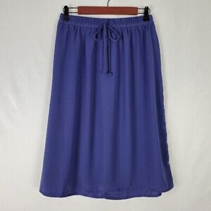 *New Womens Skirt Size S Small 4/6 Blue Elastic Drawstring Waist A-Line Midi